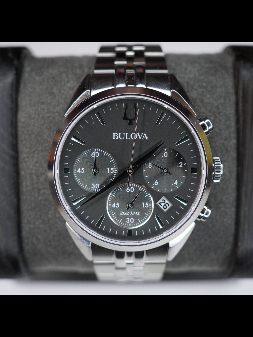 Bulova Men's Watch High Precision Chronograph Grey Dial Silver Bracelet 96B372 - Picture 2 of 8